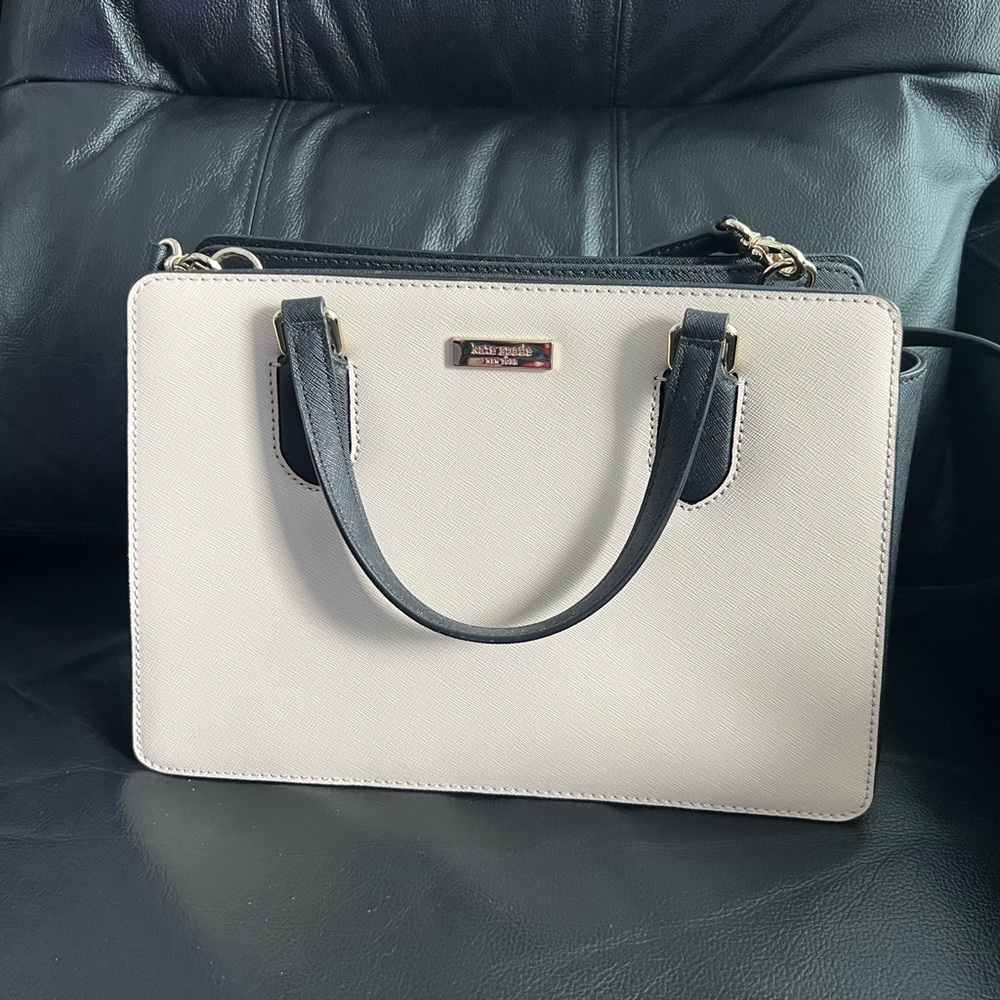 NWOT Kate Spade leather handbag | Black/Cream | Medium-sized